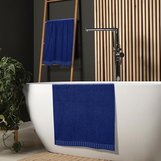 Cotton 2 Pack Oversized Bath Towel Set 28x55 inches, Large Bath Towels, Ultra Absorbant Compact Quickdry & Lightweight Towel, Ideal for Gym Travel Camp Pool - Navy Blue