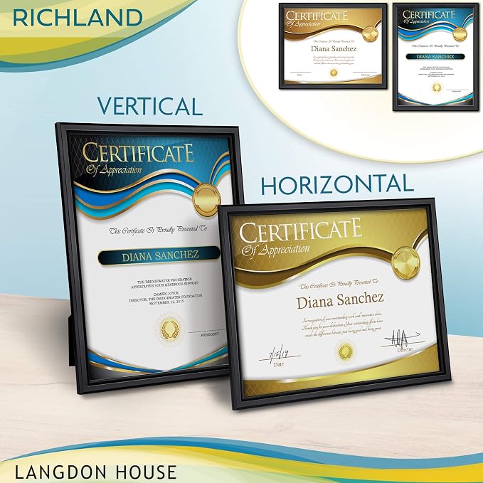 Langdon House 8.5x11 Certificate Frames Set Distinguished Edging - Image 5