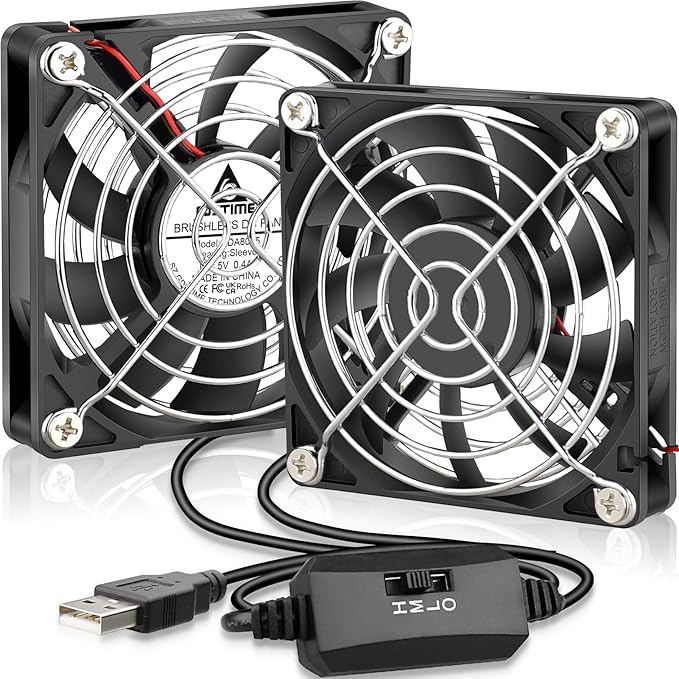 GDSTIME Dual 80mm x 15mm USB Fan by GDSTIME