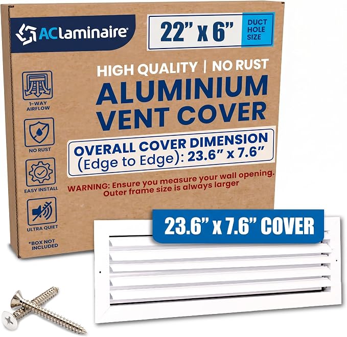 22x6 Aluminum 1-Way Air Vent Cover Wall or Ceiling Register Multi-Shutter by ACLAMINAIRE