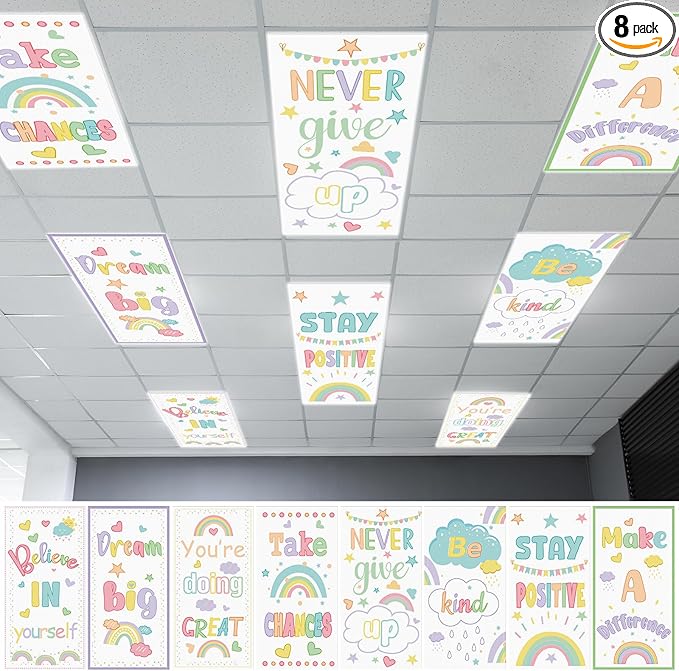 8Pcs Fluorescent Light Covers for Classroom Ceiling Lights, 4 x 2 Feet by Hallswl