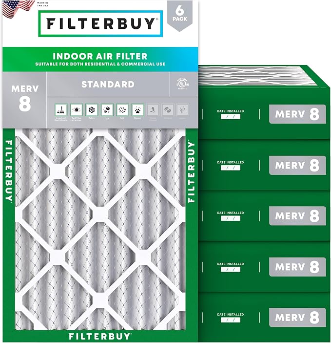 Filterbuy 12x20x4 Air Filter MERV 8 Essential Dust & Allergy Defense, by Filterbuy