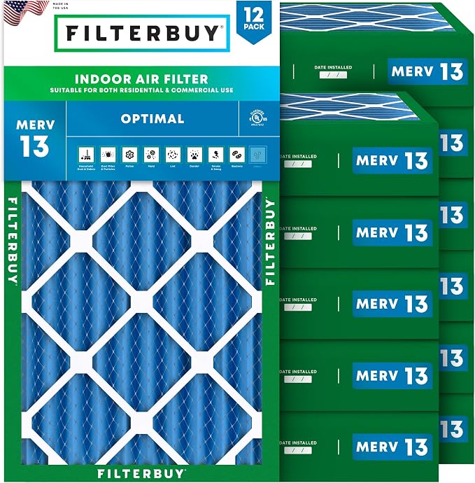 Filterbuy 20x30x4 Air Filter MERV 13 Optimal Smoke & Allergy Defense, by Filterbuy