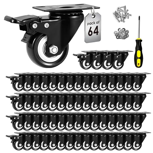 2" Caster Wheels Set of 64, Heavy Duty by ASHGOOB