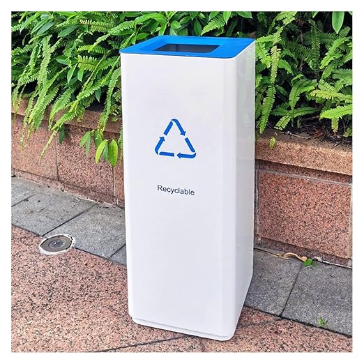 GLigeT Outdoor Trash can White Combined Trash Can Large-Capacity Square Sorting by Unknown