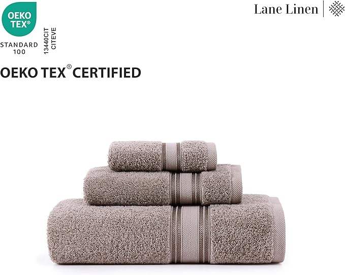LANE LINEN Luxury Bath Towel Set - 6 Piece Set, 100% Cotton Bathroom Towel, Zero Twist, Shower Towel, Extra Absorbent, Super Soft, 2 Bath, 2 Hand, 2 Wash Cloths - Platinum