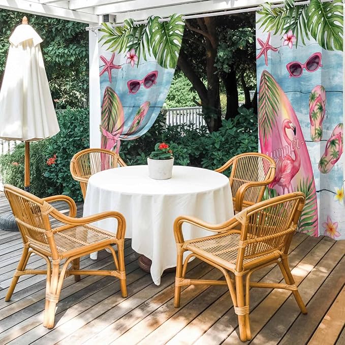 Summer Flamingbirds Outdoor Curtains - Image 4