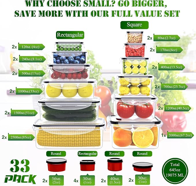 RockBerry 66 Pcs Large Food Storage Containers - Image 2