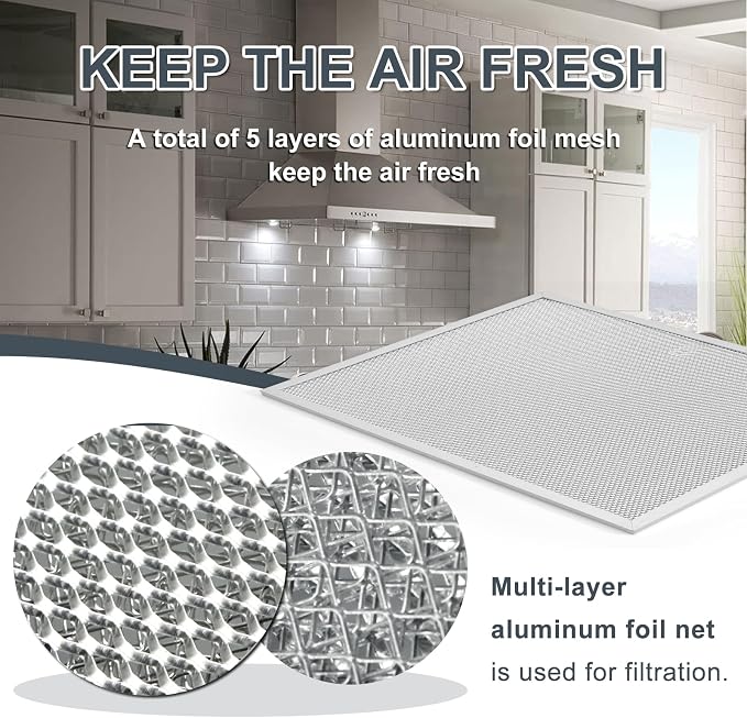 BPS1FA30 Range Hood Grease Filter 11-3/4" x 14-1/4" Multi-layer Aluminum Mesh - Image 5