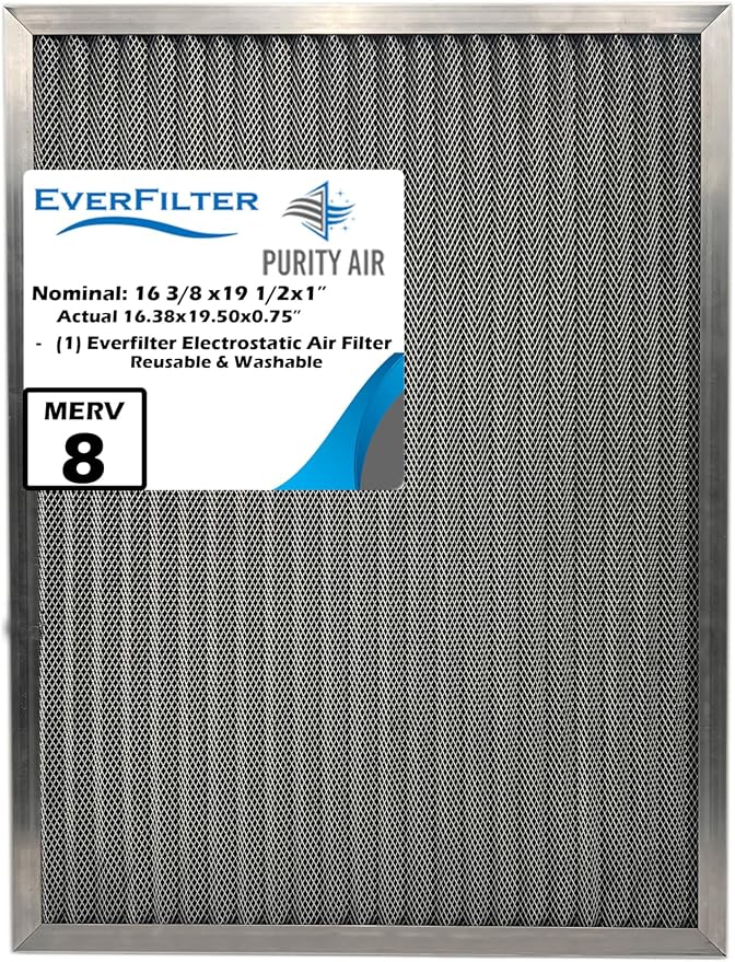 16 3/8x19 1/2x1 Electro-static Air Filter AC Furnace Filter, Reusable & by PurityAir