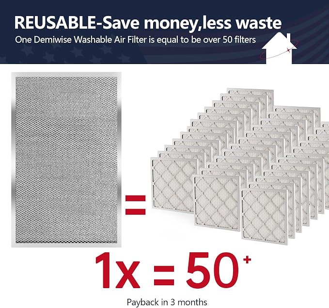 16x25x1 Electrostatic Air Filter, MERV 8 Reusable Aluminum AC/HVAC Furnace - Image 2