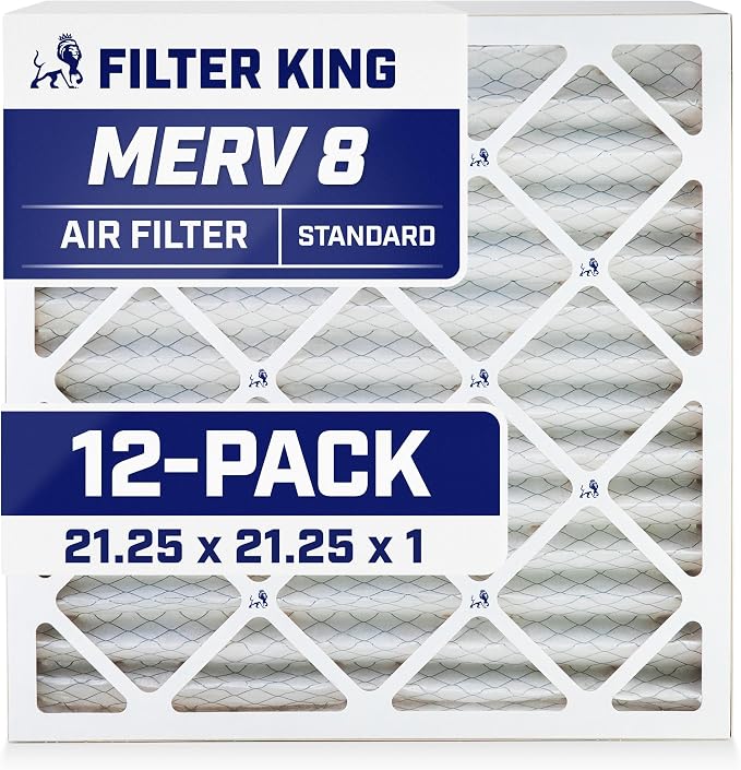 Filter King 21.25x21.25x1 Air Filter | 12-PACK | MERV 8 HVAC Pleated A/C by FilterKing