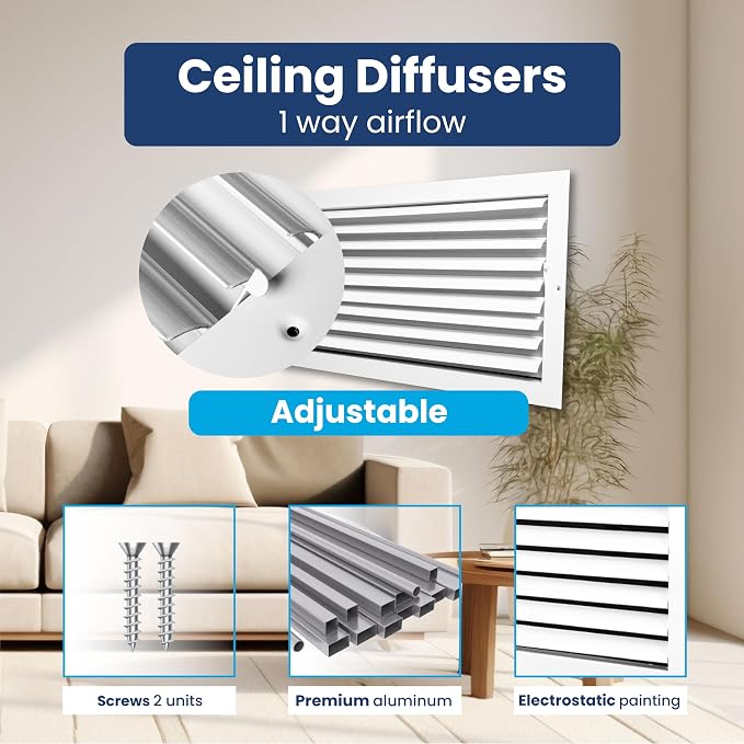 20x10 Aluminum 1-Way Air Vent Cover Wall or Ceiling HVAC Register Multi-Shutter - Image 4