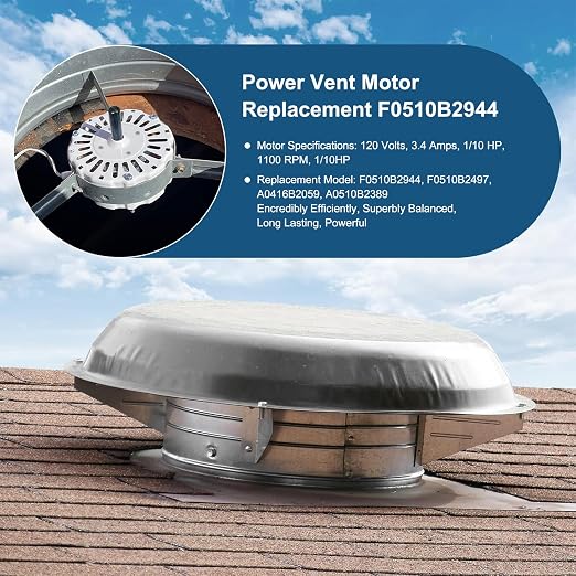 F0510B2944 Attic Roof Power Vent Fan Motor, Replacement - Image 5