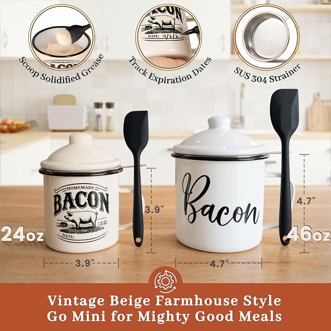 Bacon Grease Container with Strainer - Image 3