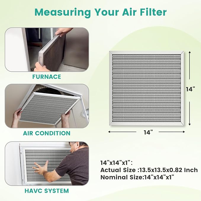 14x14x1 Reusable Air Filter, Electrostatic HVAC AC Furnace Filter, Merv 8 - Image 2