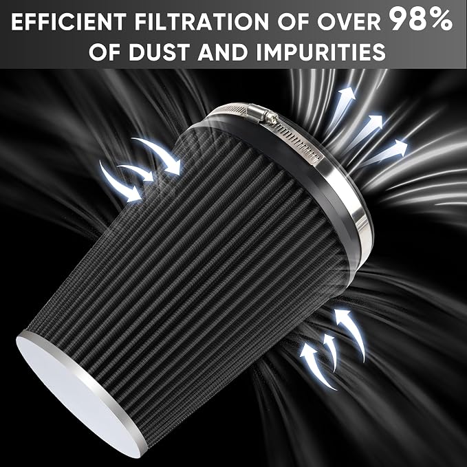 6" 152mm Cold Air Intake Filter Clamp-On Replacement High Flow Inlet Air Filter - Image 4