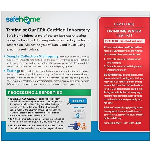 Safe Home® Lead in Drinking Water Test Kit – 2 Samples Tested at our EPA - Image 2