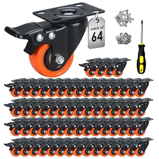 2" Caster Wheels Set of 64, Heavy Duty by ASHGOOB