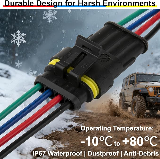 5Pcs 4 Pin Connector, 16AWG Car Waterproof Electrical Connector, Quick - Image 4