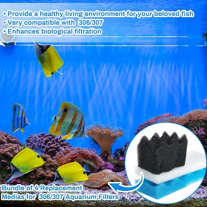 18 Pcs Compatible with 306/307 Bio Sponge Set Compatible with Aquarium Filters - Image 5