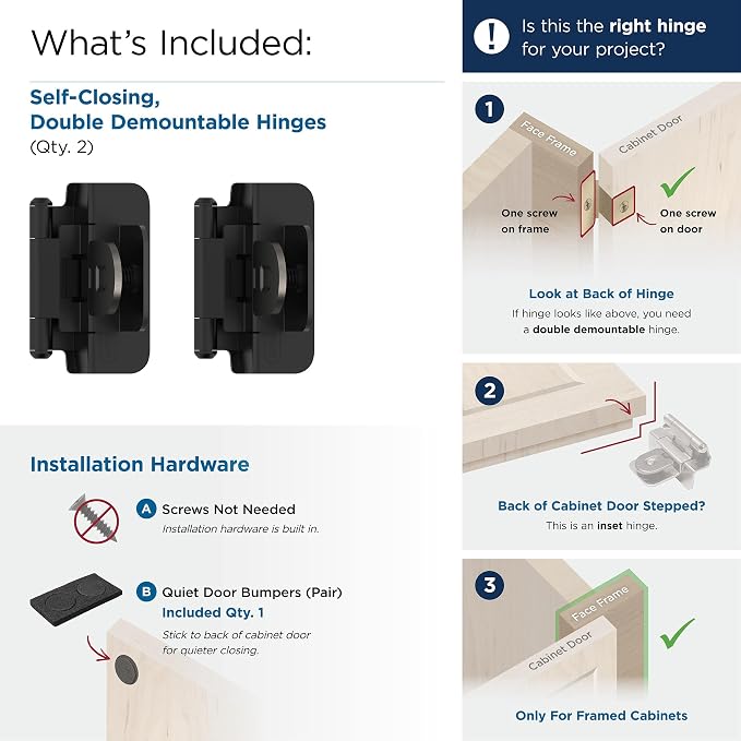 Amerock BPR8700FB | Cabinet Hinge | 3/8 inch Inset Double Demountable | Matte - Image 3