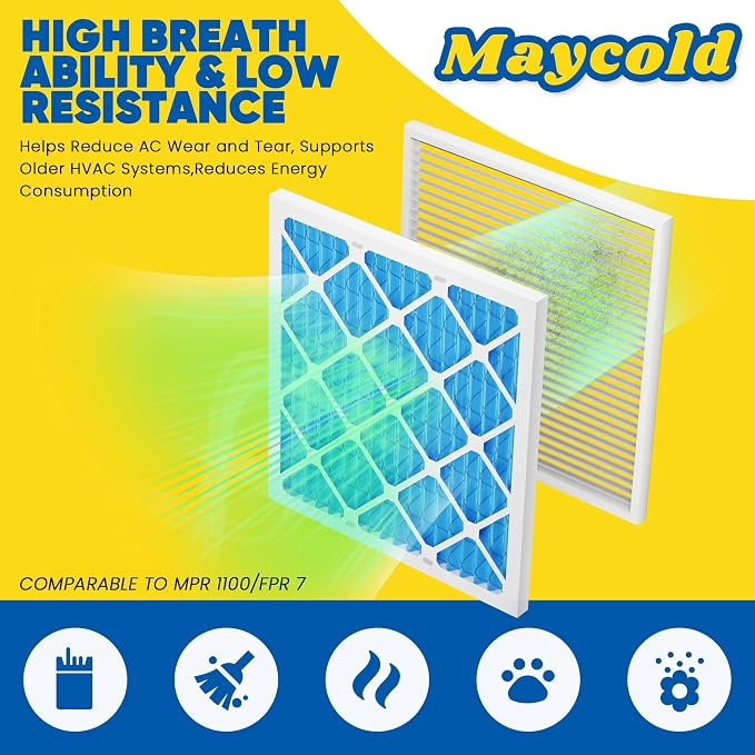 Maycold 16x25x1 MERV 11 Furnace Air Filter, High-Performance HVAC AC Filters - Image 2