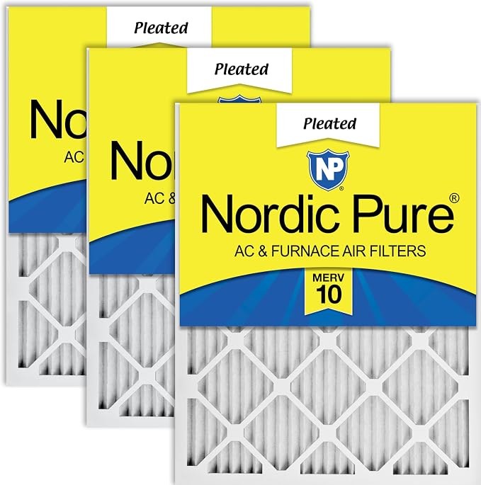Nordic Pure 20x30x1 Pleated MERV 10 Air Filters 3 Pack by NordicPure