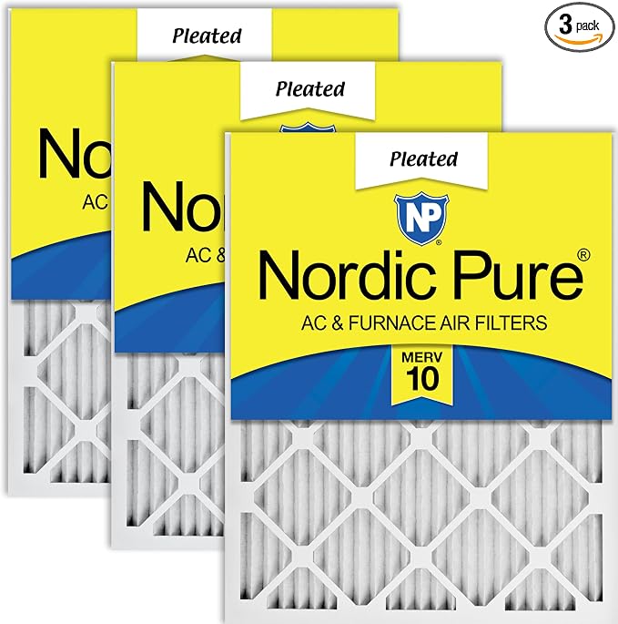 Nordic Pure 24x30x1 Pleated MERV 10 Air Filters 3 Pack by NordicPure