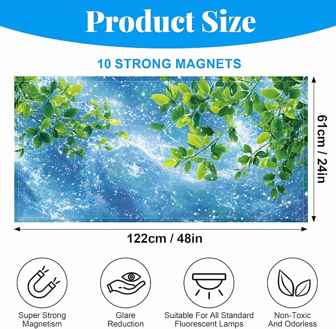 2 Pack Fluorescent Light Covers- 4 x 2 Feet Magnetic Ceiling Light Cover Room - Image 2