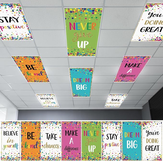 8Pcs Fluorescent Light Covers for Classroom Ceiling Lights, 4 x 2 Feet by Hallswl