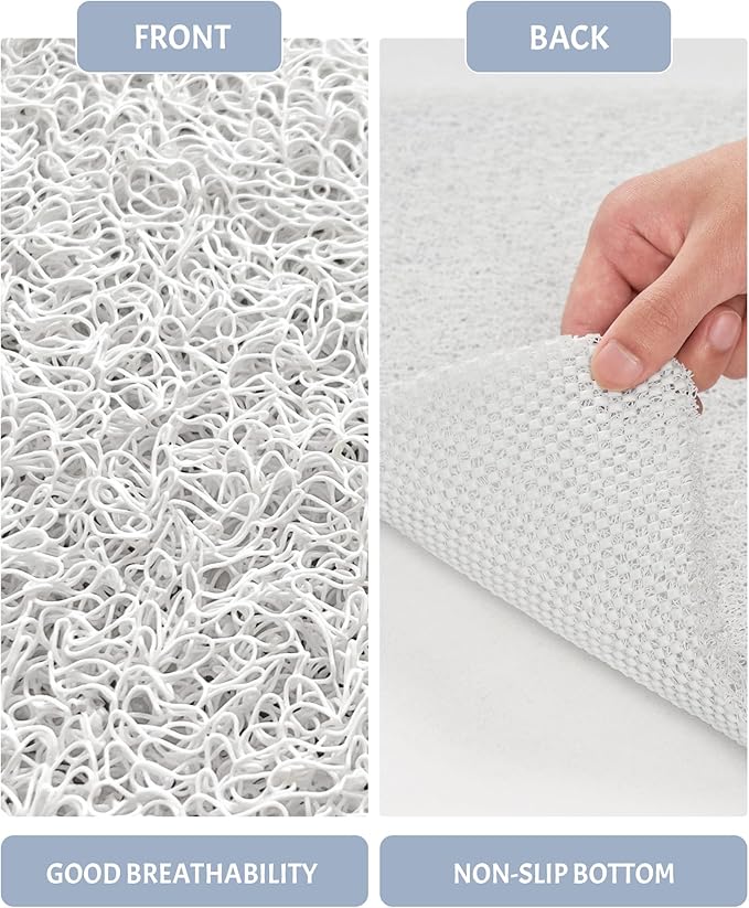 Non Slip Shower Mats for Inside Shower,17x30 Inch,Anti-Slip Bathtub Mats for Bathroom, Foot Scrubber Loofah Bath Mats for Shower, Quick Drying Shower Stall Mats for Wet Areas (White)