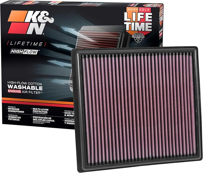 K&N High-Flow Original Lifetime Engine Air Filter: Increase Power: Premium by KNEngineeringInc