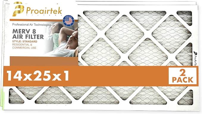 Proairtek AF14251M08SWH Model 14x25x1 Pack of 2 Air Filters, MERV 8; Ideal by Unknown
