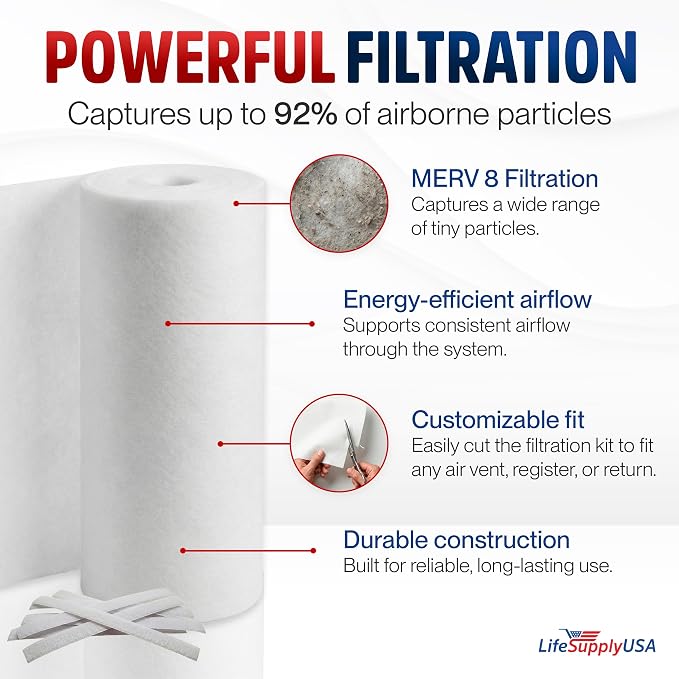 Cut-To-Fit Air Vent Electrostatic Filtration Kit Compatible - Image 2