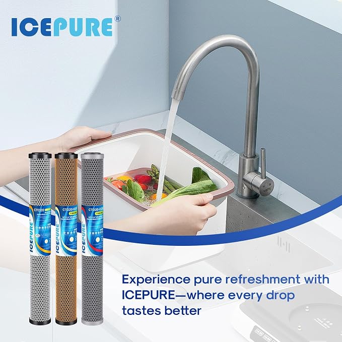 ICEPURE 20" x 2.5" Whole House Water Filter Replacement Combo Kit, Activated - Image 8