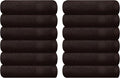 GLAMBURG Ultra Soft 12-Piece Washcloths Set 13x13-100% Ringspun Cotton - Durable & Highly Absorbent Face Towels - Ideal for use in Bathroom, Kitchen, Gym, Spa & General Cleaning - Chocolate Brown
