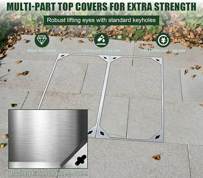 32x32in Multi-Part Invisible Manhole Cover All Stainless Steel Square Metal - Image 4