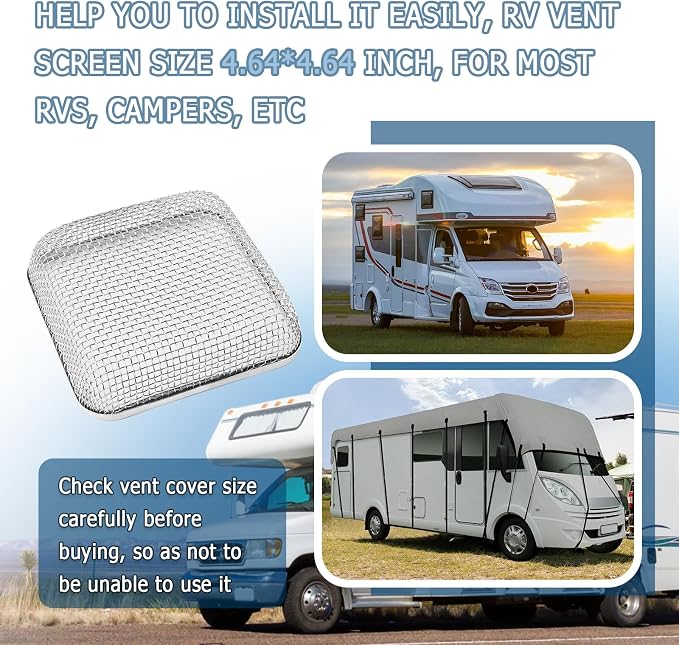 4.64×4.64 Inch RV Vent Cover Stainless Steel, RV Furnace Vent Screen & - Image 7