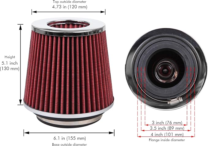 Cartman Clamp-On Engine Air Filter, Fit Intake Tube - Image 2