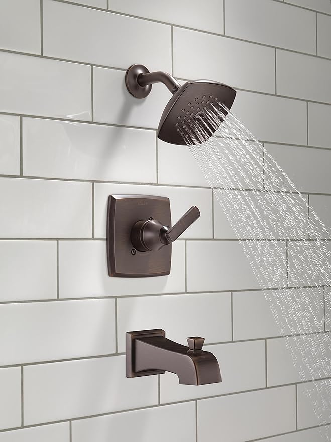 Delta Faucet Ashlyn 14 Series Single-Handle Tub and Shower Trim Kit, Shower Faucet with Single-Spray Touch-Clean Shower Head, Venetian Bronze T14464-RB (Valve Not Included)