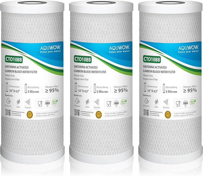 CTO10BB 5 Micron 4.5" x 10" Carbon Block Water Filter Set – Replacement by YourHealthIsOurPriority