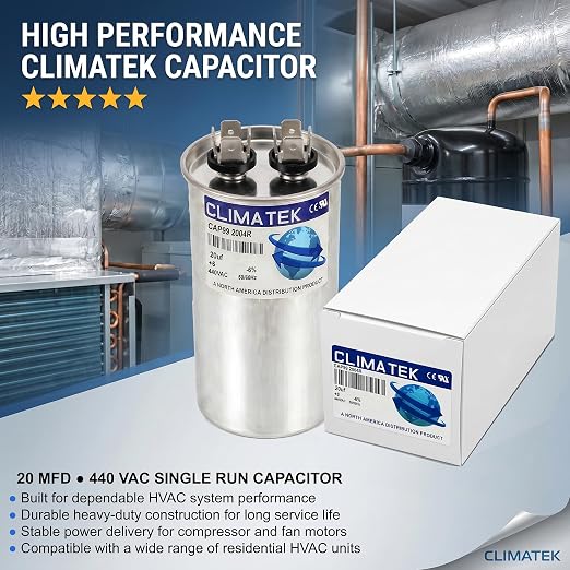 ClimaTek 20 MFD 370/440 Volt VAC Run Round Capacitor CAP99-2004R - Image 2