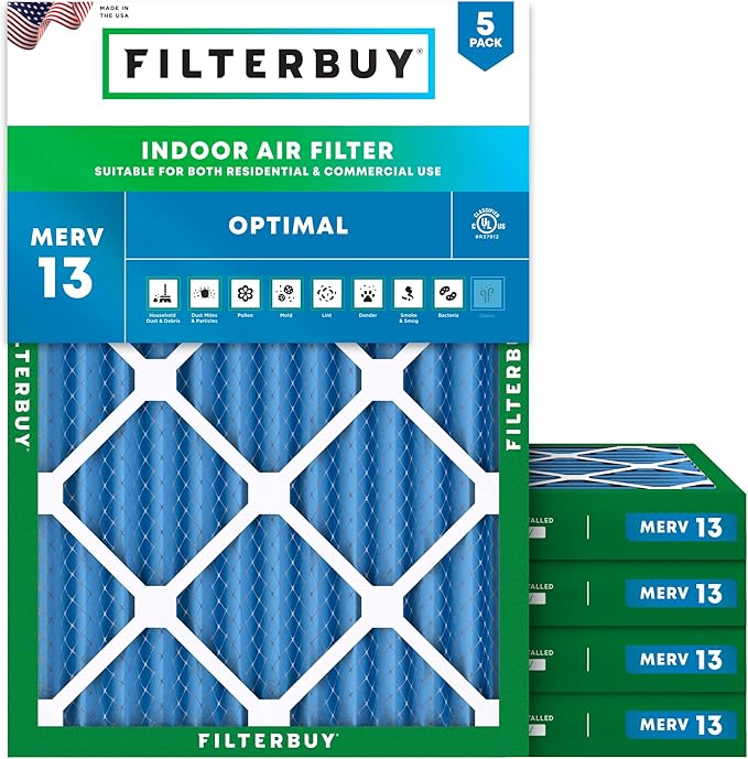 Filterbuy 20x24x2 Air Filter MERV 13 Optimal Smoke & Allergy Defense, by Filterbuy