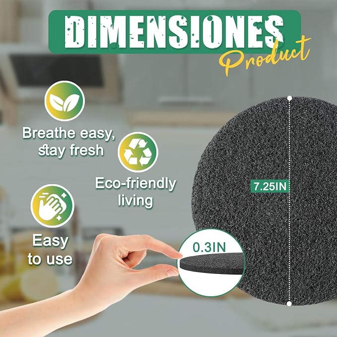 7.25 Inch Charcoal Filters for 10 Pack Kitchen Countertop Compost Bins - Image 2