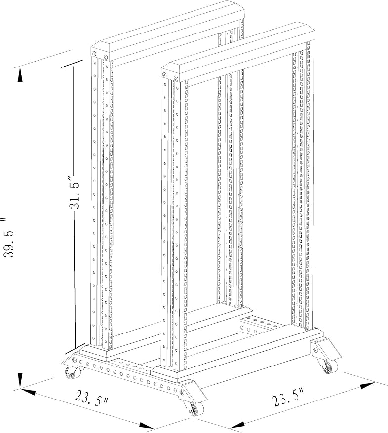 Raising Electronics Server Rack Open Frame Rack 4 Post 19 inch Adjustable - Image 3
