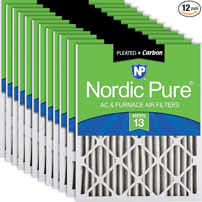 Nordic Pure 14x20x2 Pleated Air Filters MERV 13 Plus Carbon 12 Pack by NordicPure