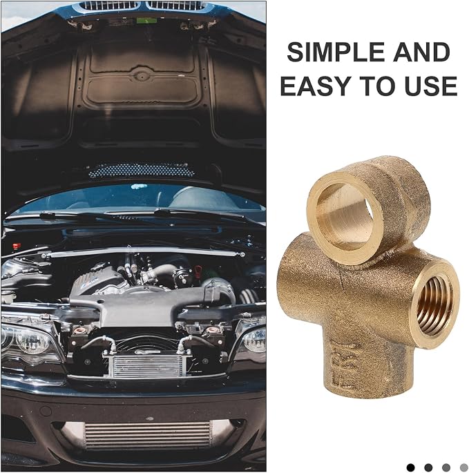 Veemoon Brass Tee Fitting M10x1 Thread Adapter Fuel Pipe Connector - Image 3