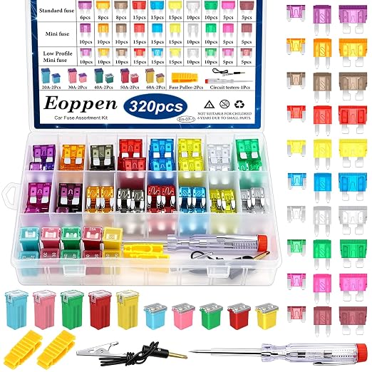 320Pcs Car Fuses Assortment Kit by Eoppen