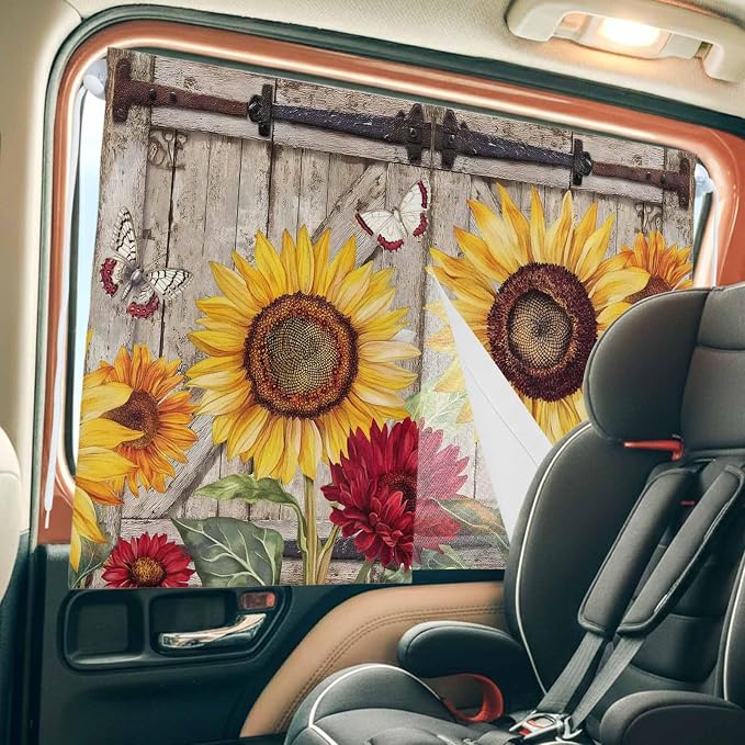 Sunflowers Magnetic Double Layer Car Window Shades, Side Window Curtains - Image 8